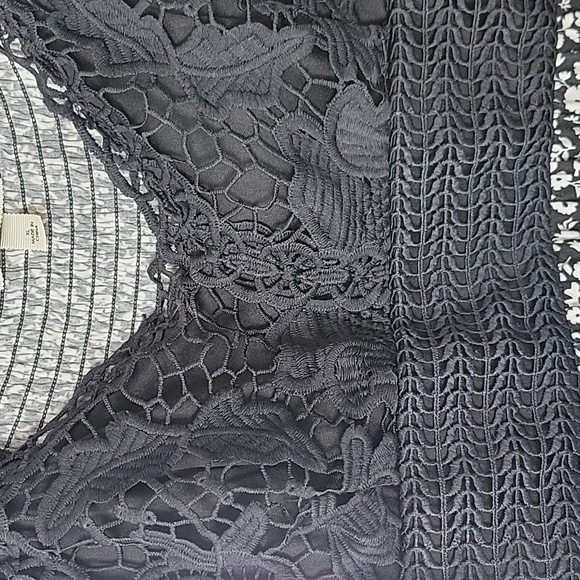 Derek Heart XL Empire‎ Waist Black White Floral Crochet Handkerchief Midi Dress - Picture 11 of 13